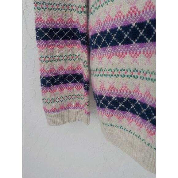 Talbots Knit Cardigan Sweater Women Medium Geometric Stripes Back Full Zip NWT - Picture 10 of 11